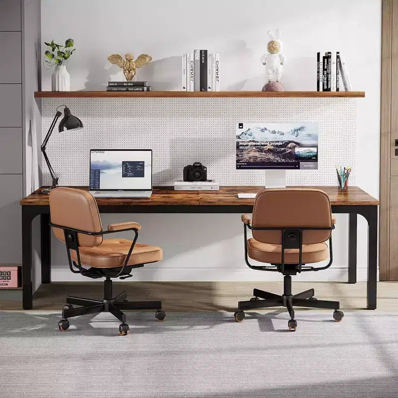 LITTLE TREE Bureau d'ordinateur extra long de 200 cm pour bureau à domicile (marron/noir)
