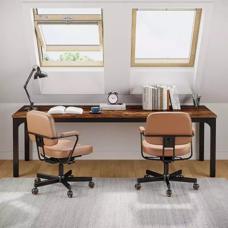 LITTLE TREE Bureau d'ordinateur extra long de 200 cm pour bureau à domicile (marron/noir)