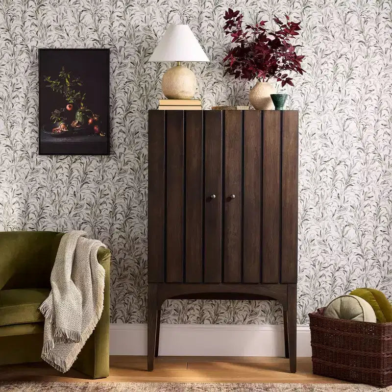 Palma Armoire 2 portes avec panneaux marron foncé - Threshold™ conçu avec Studio McGee : Cadre en bois dur, 2 étagères réglables