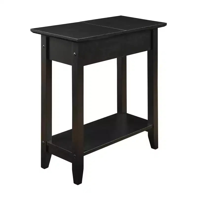Breighton Home Harper End Table with Flip Top Storage and Lower Shelf Black