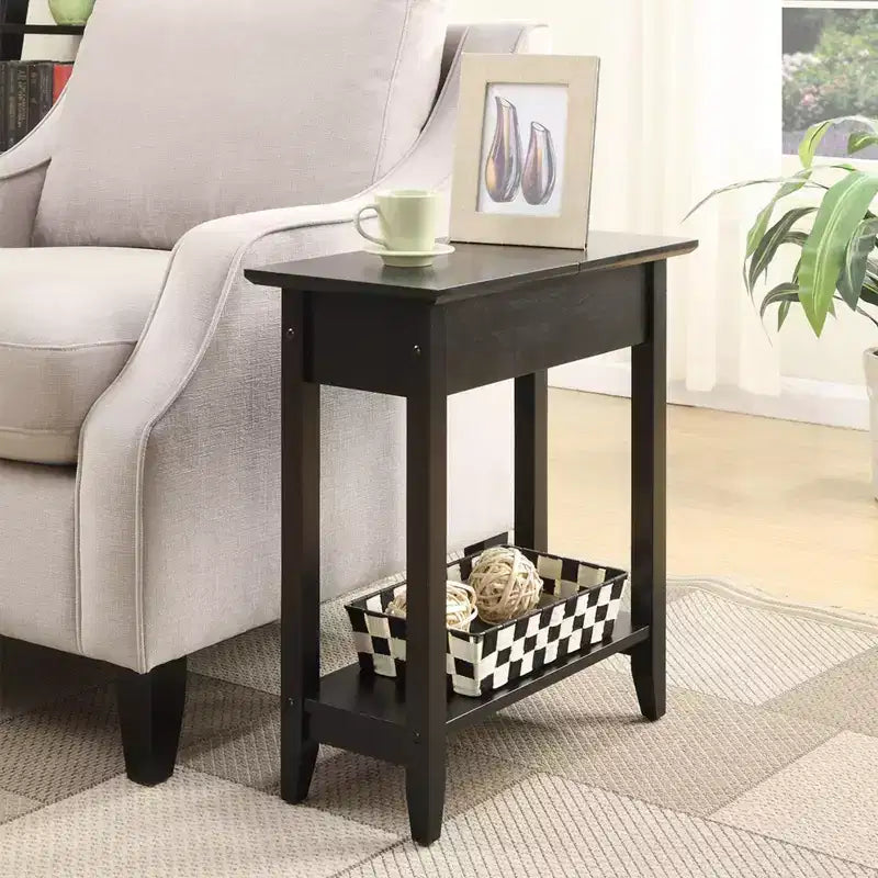 Table d'appoint Harper de Breighton Home avec rangement à plateau rabattable et étagère inférieure noire