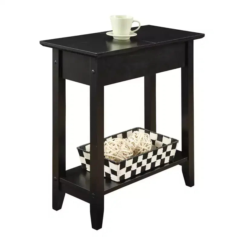 Table d'appoint Harper de Breighton Home avec rangement à plateau rabattable et étagère inférieure noire