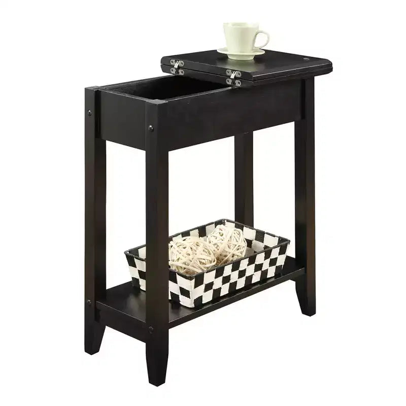 Table d'appoint Harper de Breighton Home avec rangement à plateau rabattable et étagère inférieure noire