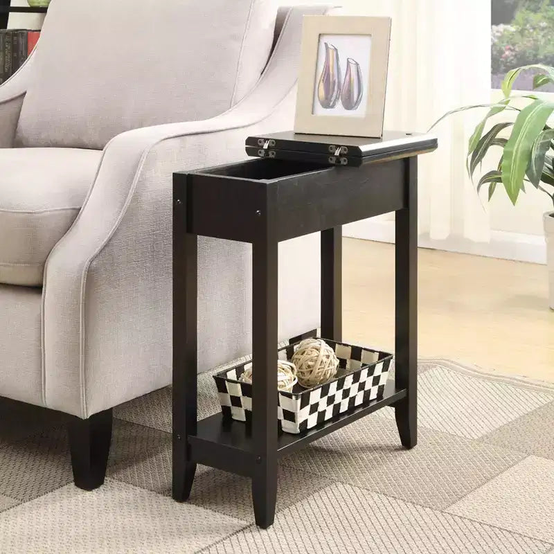 Table d'appoint Harper de Breighton Home avec rangement à plateau rabattable et étagère inférieure noire