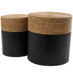 Table d'appoint enveloppée à blocs de couleur faite à la main Olivia et May Wood avec dessus de table en plantes séchées Noir