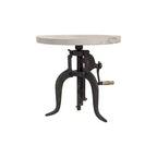 Carolina Living Emma Table d'appoint réglable à manivelle, bois flotté naturel/fer vieilli : Garantie de 30 jours, plateau en bois de manguier, structure en fer