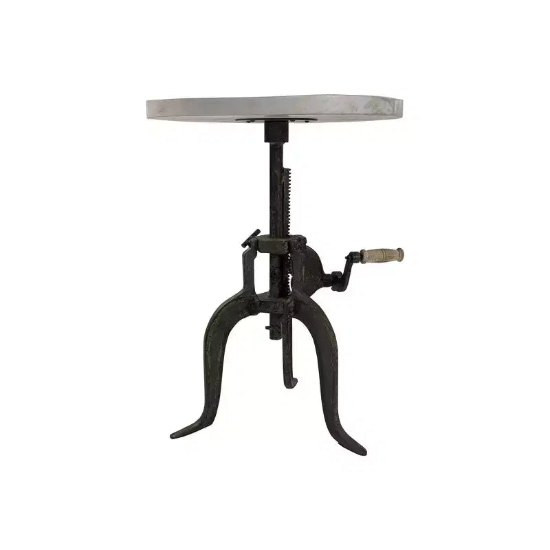 Carolina Living Emma Table d'appoint réglable à manivelle, bois flotté naturel/fer vieilli : Garantie de 30 jours, plateau en bois de manguier, structure en fer