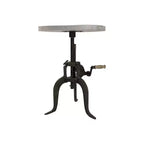 Carolina Living Emma Table d'appoint réglable à manivelle, bois flotté naturel/fer vieilli : Garantie de 30 jours, plateau en bois de manguier, structure en fer