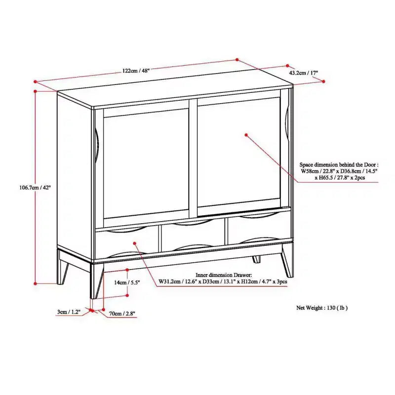 Armoire de rangement moyenne WyndenHall Pearson, brun teck