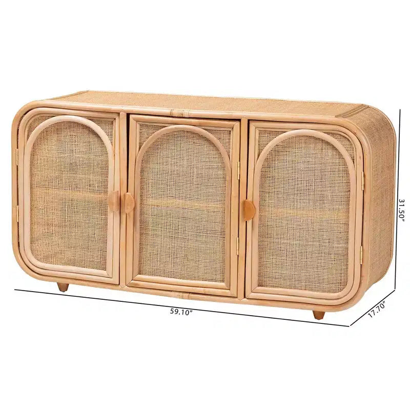 Armoire de rangement à 3 portes en rotin naturel bali & pari Evania Naturel