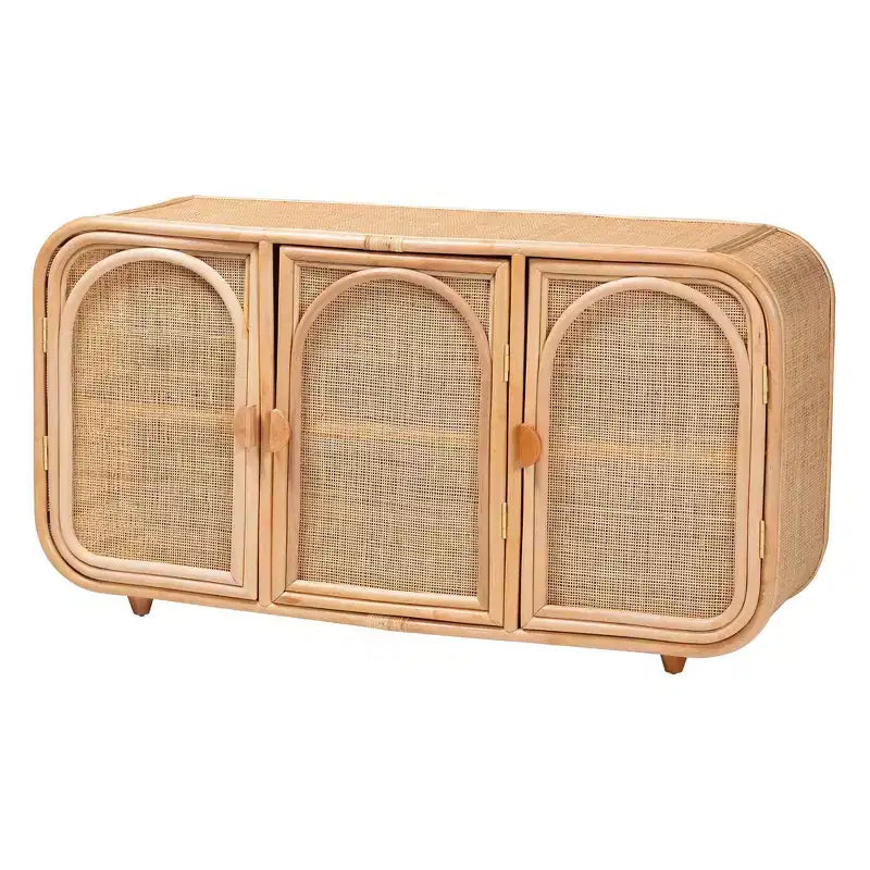Armoire de rangement à 3 portes en rotin naturel bali & pari Evania Naturel