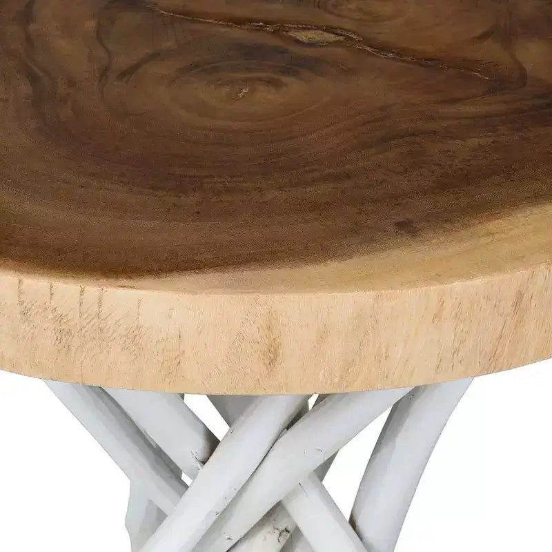 Table d'appoint ronde 22" Liberte de East at Main : teck recyclé, aucun assemblage, piètement trépied rustique