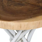 Table d'appoint ronde 22" Liberte de East at Main : teck recyclé, aucun assemblage, piètement trépied rustique