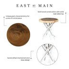 Table d'appoint ronde 22" Liberte de East at Main : teck recyclé, aucun assemblage, piètement trépied rustique