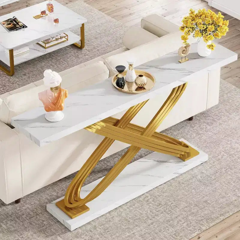 LITTLE TREE Table Console Rectangulaire Moderne 140 cm Blanche