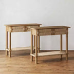 Nathan James Lot de 2 tables consoles en jonc de mer Beacon marron clair