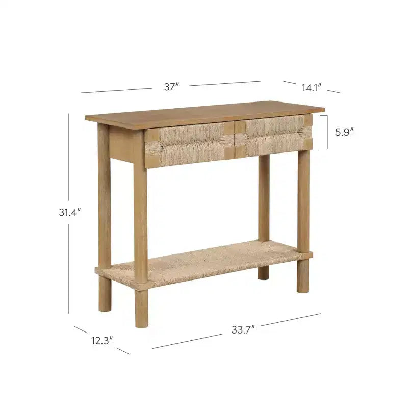 Nathan James Lot de 2 tables consoles en jonc de mer Beacon marron clair