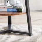 Danya B. Table d'appoint ronde à 2 niveaux Mason de 23,3 x 19,7 po avec pieds piédestal modernes, en noyer/noir : gain de place, stratifié MDF