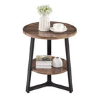 Danya B. Table d'appoint ronde à 2 niveaux Mason de 23,3 x 19,7 po avec pieds piédestal modernes, en noyer/noir : gain de place, stratifié MDF
