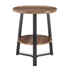 Danya B. Table d'appoint ronde à 2 niveaux Mason de 23,3 x 19,7 po avec pieds piédestal modernes, en noyer/noir : gain de place, stratifié MDF