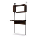 Fariat Walnut Wood and Metal Display Shelf with Desk Brown/Black - Baxton Studio