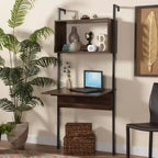 Étagère de présentation Fariat en bois de noyer et métal avec bureau marron/noir - Baxton Studio