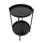 Urban Port Table d'appoint moderne 15 po avec plateau rond en métal et pieds pliables noirs