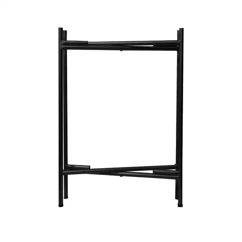 Urban Port Table d'appoint moderne 15 po avec plateau rond en métal et pieds pliables noirs
