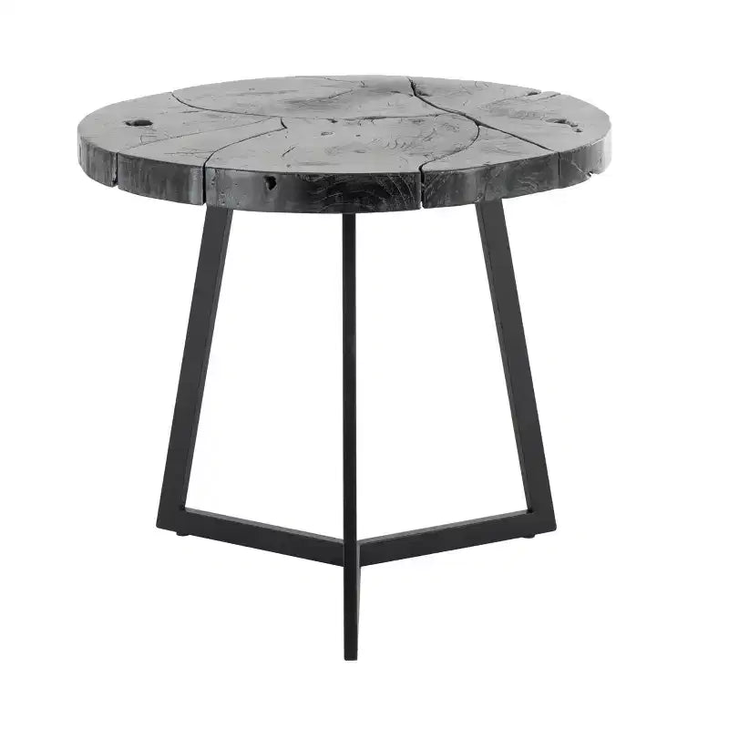 Table d'appoint Olivia & May en bois de teck : aucun assemblage requis, utilisation en intérieur, forme ronde, hauteur de 21,5 po