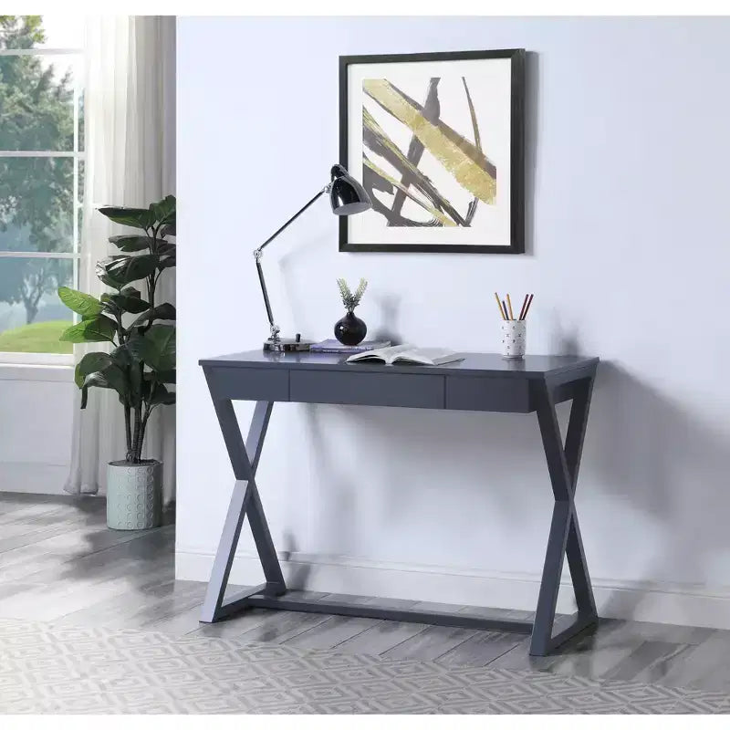 Console 42 po Nalo au fini noir - Acme Furniture : bois de peuplier anthracite, tiroir de rangement