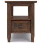 Table d'appoint étroite Norfolk, finition charbon marron vieilli - WyndenHall : Pin, 1 tiroir, étagère ouverte, 51 cm de haut