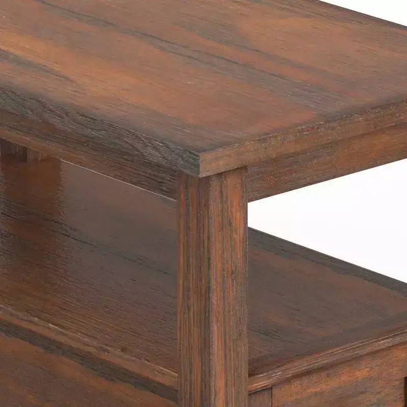 Table d'appoint étroite Norfolk, finition charbon marron vieilli - WyndenHall : Pin, 1 tiroir, étagère ouverte, 51 cm de haut