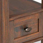 Table d'appoint étroite Norfolk, finition charbon marron vieilli - WyndenHall : Pin, 1 tiroir, étagère ouverte, 51 cm de haut