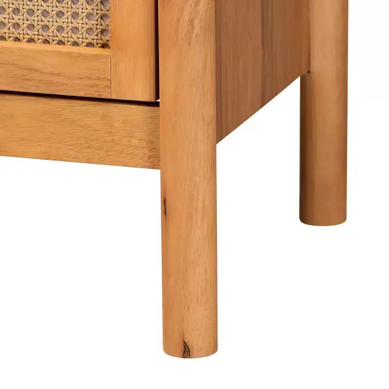 Baxton Studio Jenn Commode 4 Tiroirs en Bois avec Rotin Vieilli Marron Doré/Rotin Vieilli