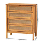 Baxton Studio Jenn Commode 4 Tiroirs en Bois avec Rotin Vieilli Marron Doré/Rotin Vieilli