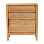 Baxton Studio Jenn Commode 4 Tiroirs en Bois avec Rotin Vieilli Marron Doré/Rotin Vieilli