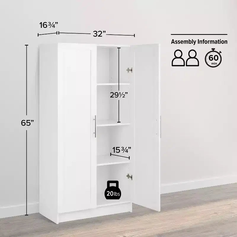Ensemble de 6 armoires de rangement Prepac Elite avec portes à panneaux blanches