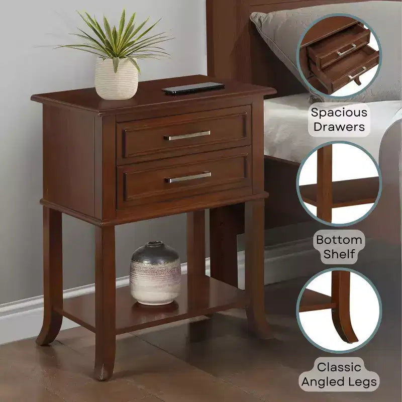 Table d'appoint Breighton Home Sydney avec 2 tiroirs et étagère, couleur Espresso