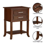 Table d'appoint Breighton Home Sydney avec 2 tiroirs et étagère, couleur Espresso