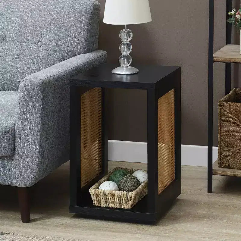 Table d'appoint Breighton Home Northfield Admiral Weave avec étagère, noir/beige orge