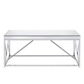 Evelyn Mirror Top Cocktail Table Chrome - Steve Silver Co.: Geometric Iron Base, Rectangle Shape