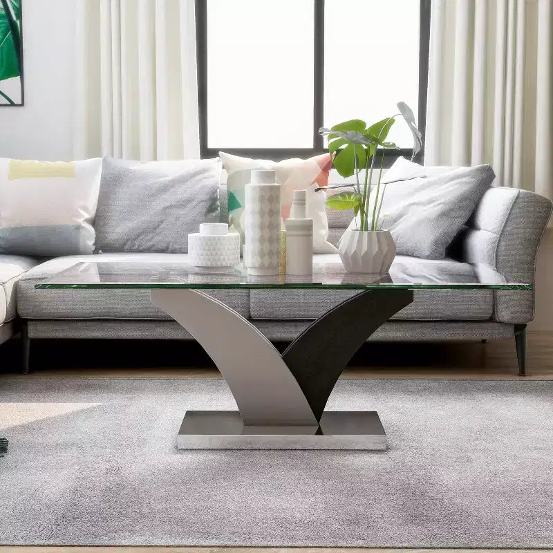 Table Basse Contemporaine Niessa Blanc/Gris Foncé/Chrome - HOMES: Inside + Out