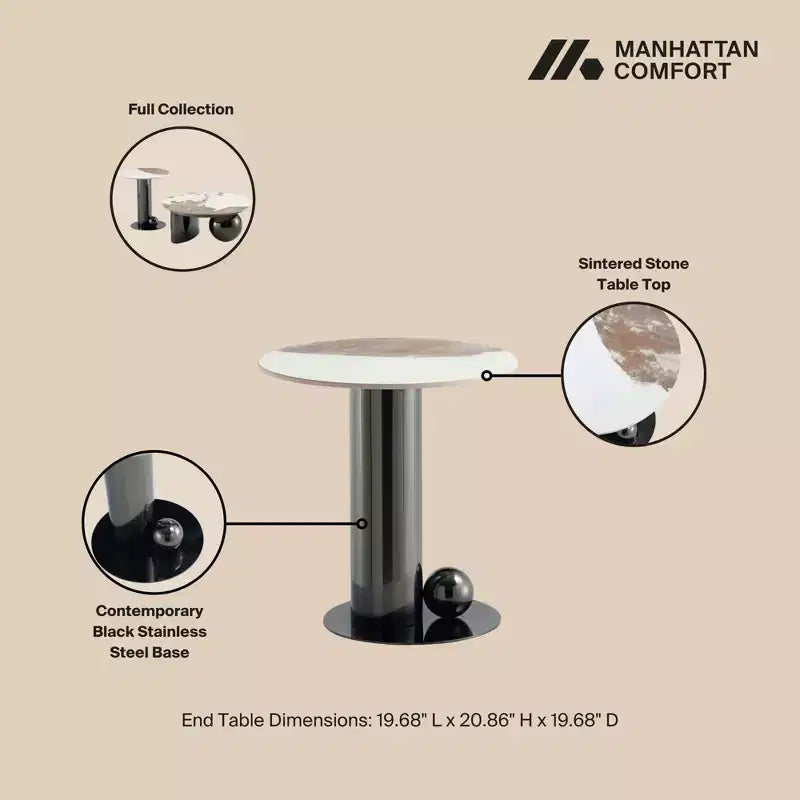 Manhattan Comfort Laurel - Ensemble de 2 tables basses et tables d'appoint noires