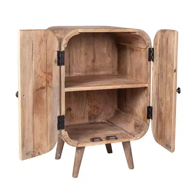 East at Main Mollie Meuble d'appoint 2 portes en bois de manguier : Design Mid-Century, aucun assemblage requis