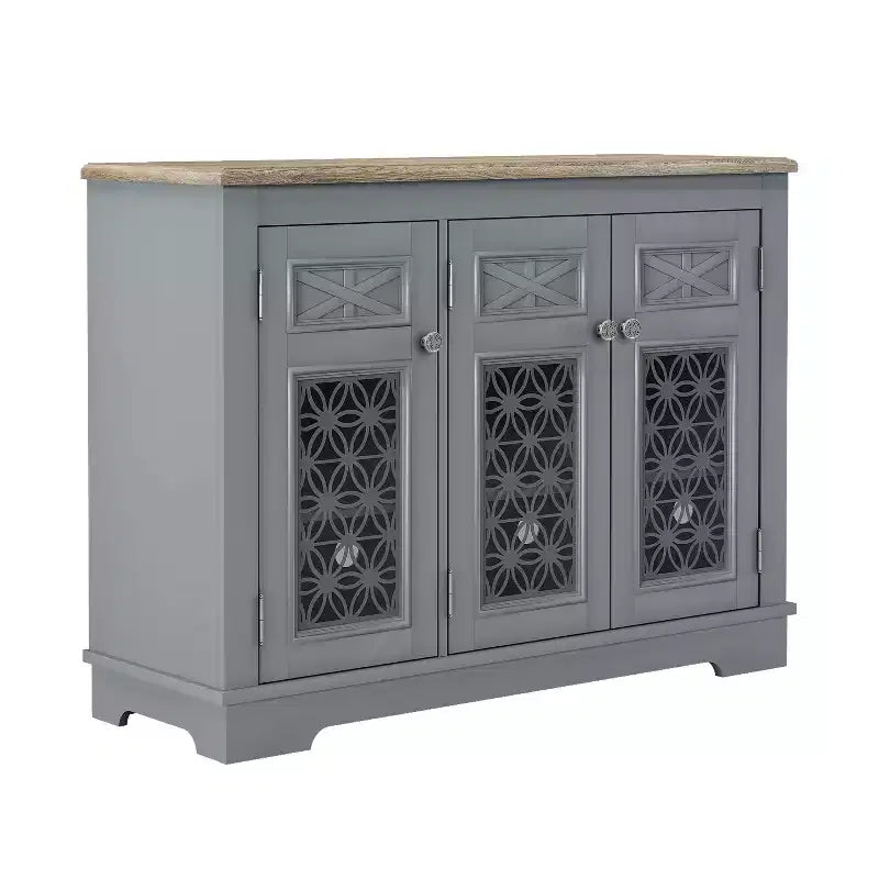 Festivo 45" Meuble de rangement d'appoint vintage, buffet bas, gris