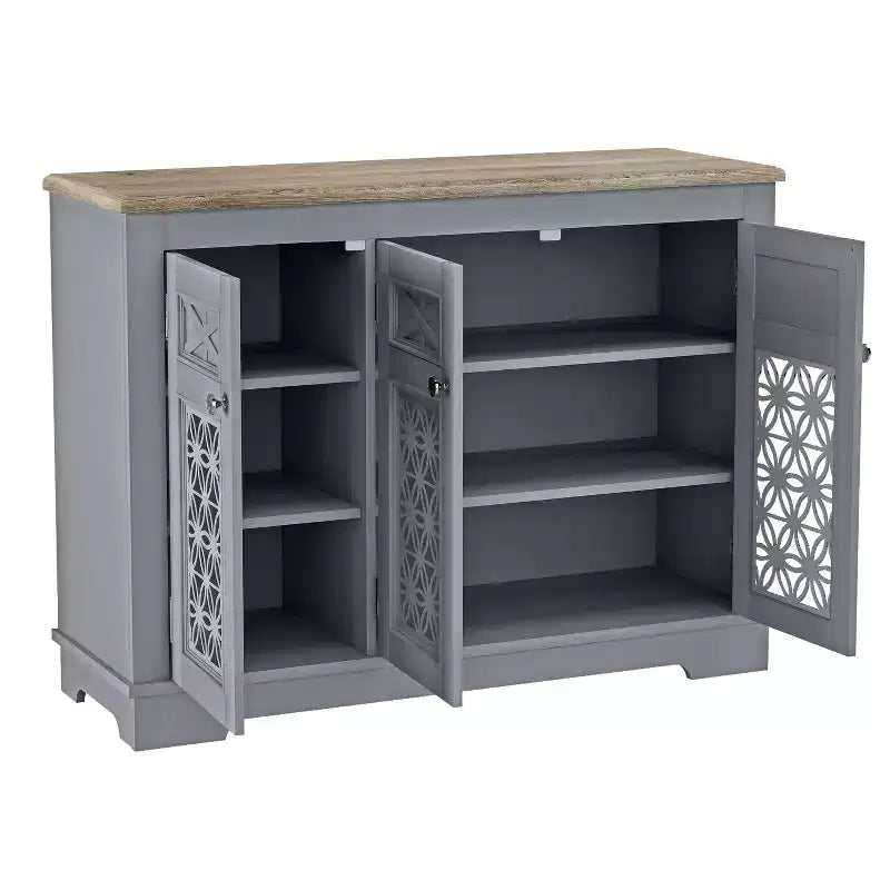 Festivo 45" Meuble de rangement d'appoint vintage, buffet bas, gris