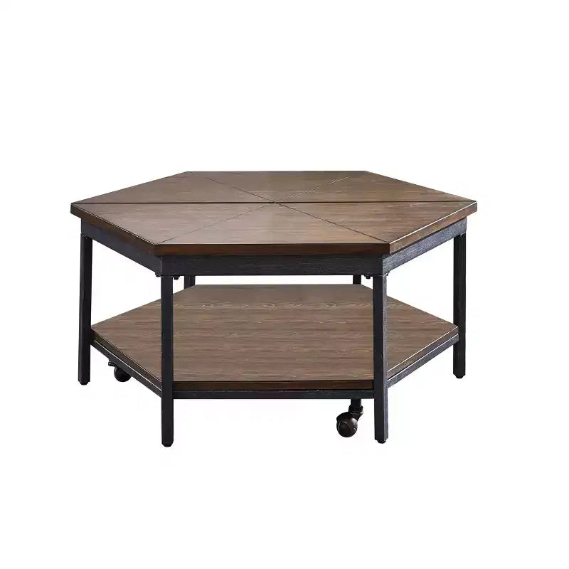 Table basse relevable hexagonale en métal Ultimo de Steve Silver Co., coloris marron
