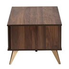 Table basse en bois à 2 tiroirs Graceland Noyer/Or - Baxton Studio : Rangement mi-siècle, Forme rectangulaire