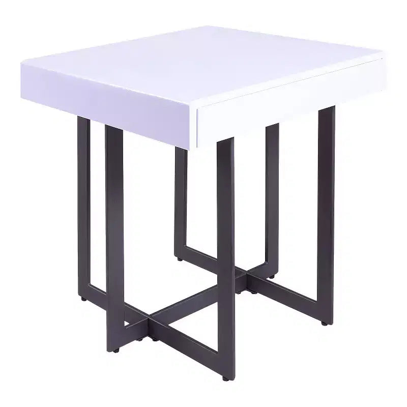 Neyo 22" Square Mdf End Table with Drawer White - miBasics