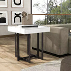 Neyo Table d'appoint carrée de 55,8 cm en MDF avec tiroir, Blanc - miBasics